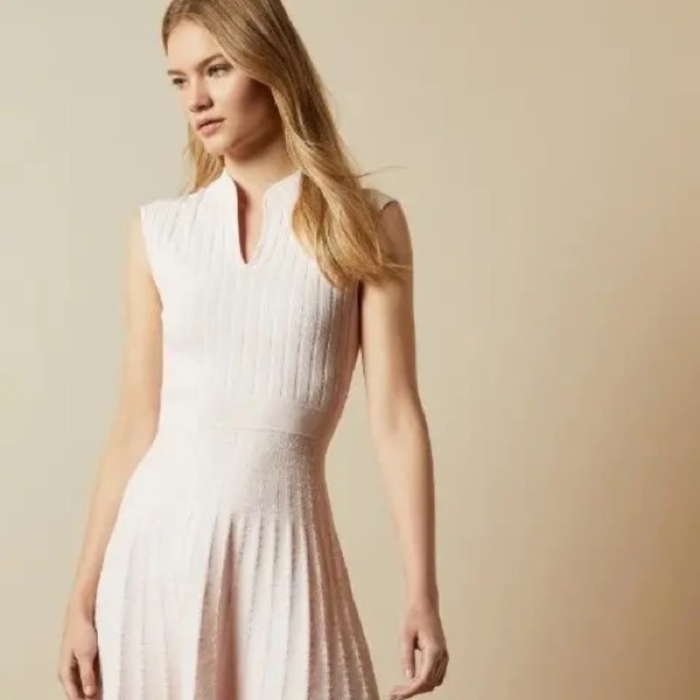 Ted Baker Light Pink Sleeveless Knit Dress with Front Zip